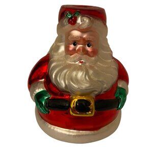 Dept 56 Handblown Glass Santa Claus Candleholder Figurine Vintage Christmas Red